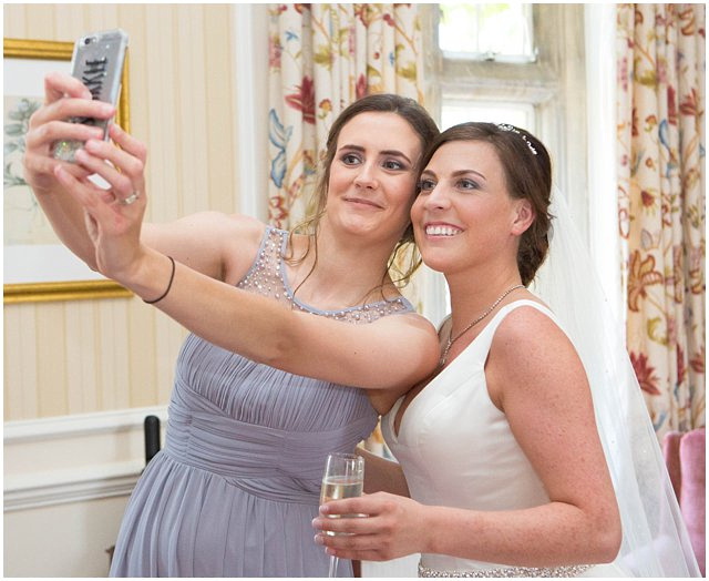 Wedding day selfie with bride and bridesmaids