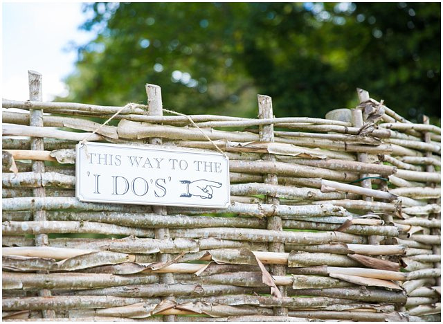 Wedding signage for outdoor wedding at Wasing Park