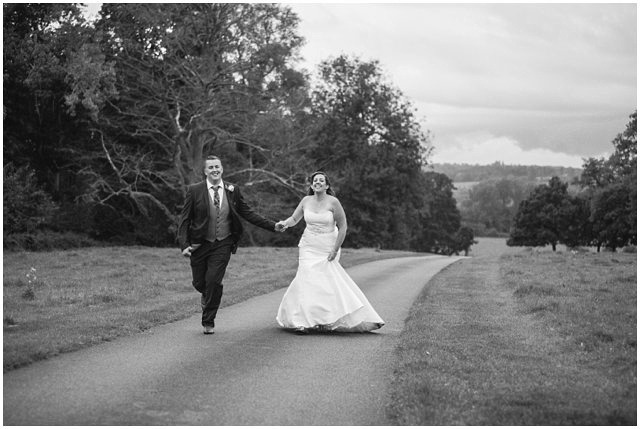 black and white photo of bride and groom