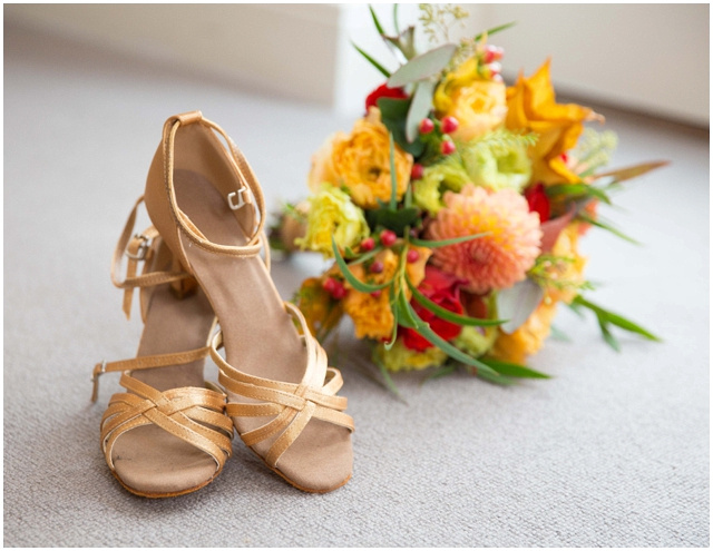 yellow and orange bouquet for a summer wedding at Hyde Barn