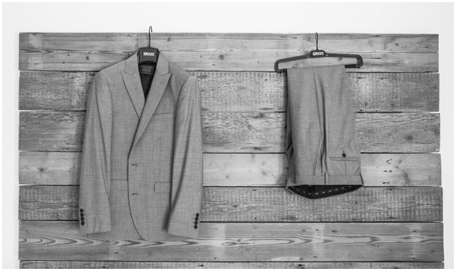 gray suit for Hyde Barn wedding ceremony