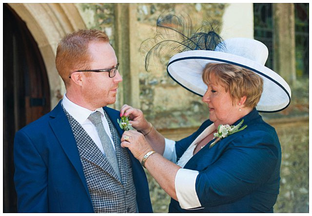 preparing for wedding ceremony at St. Mary Magdalene Church for Hampden House wedding