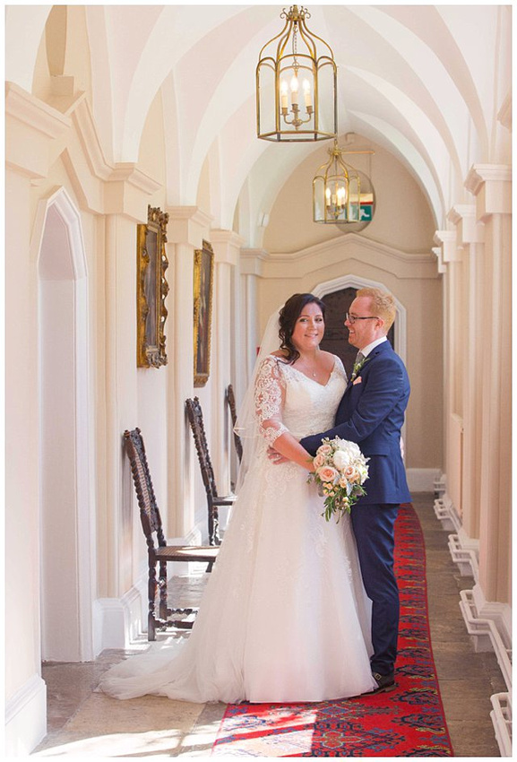 formal photo of bride and groom at Hampden House