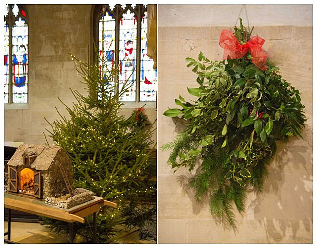 wedding decor at wedding ceremony at St. Mary the Virgin Fairford