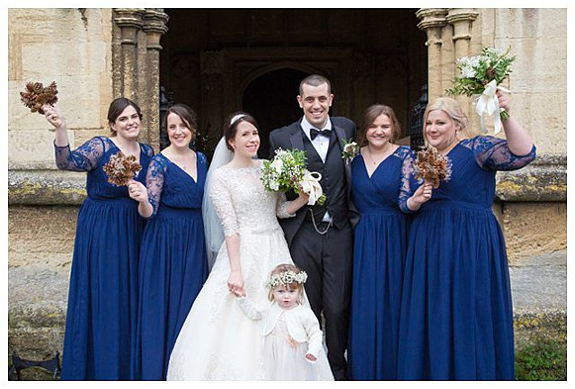 formal family portrait at wedding ceremony at St. Mary the Virgin Fairford