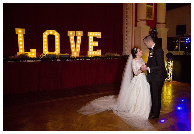 portraits at wedding reception at Bingham Hall