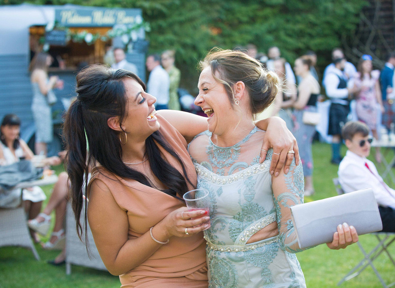 wedding guests having fun